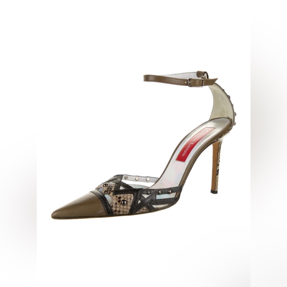 Christian Lacroix Snakeskin Studded Accents Pumps in good condition. - Picture 2 of 5